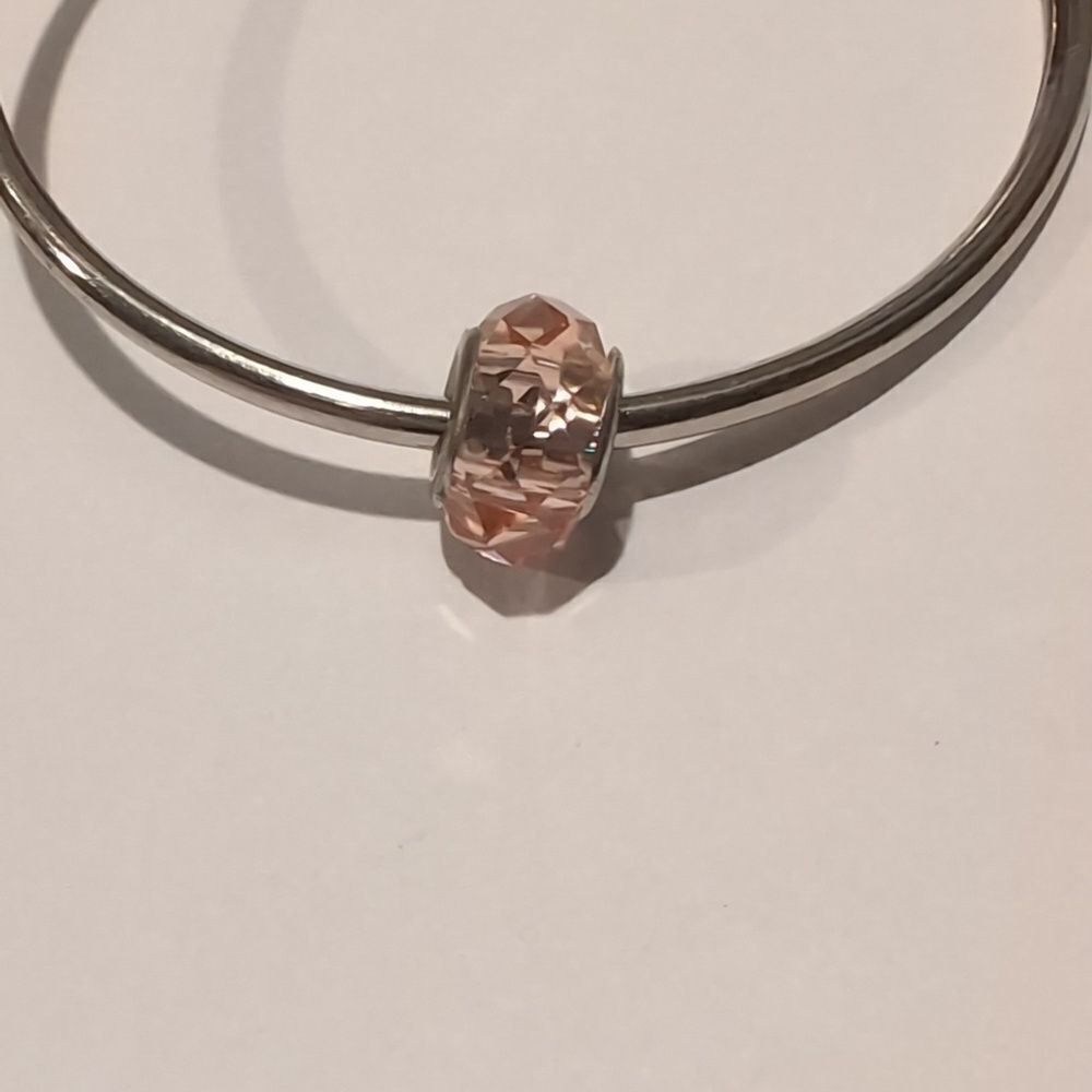 Silver Peach Faceted Charm for Pandora Style Bracelet